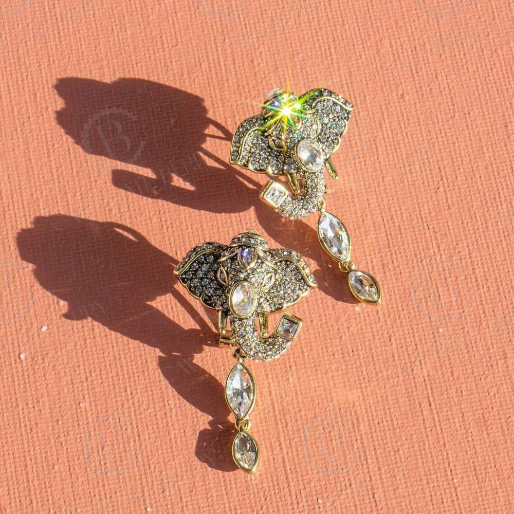 NEW Heidi Daus Ravishing Wrap Ture Crystal Elephant Earrings White